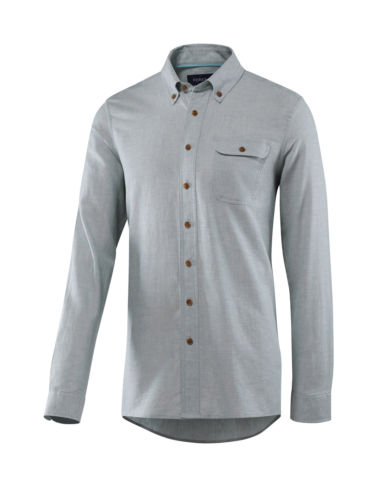 Men&#39;s Bastille Long Sleeve Button Down Hemp and Organic Cotton Shirt by Fisher + Baker Sky