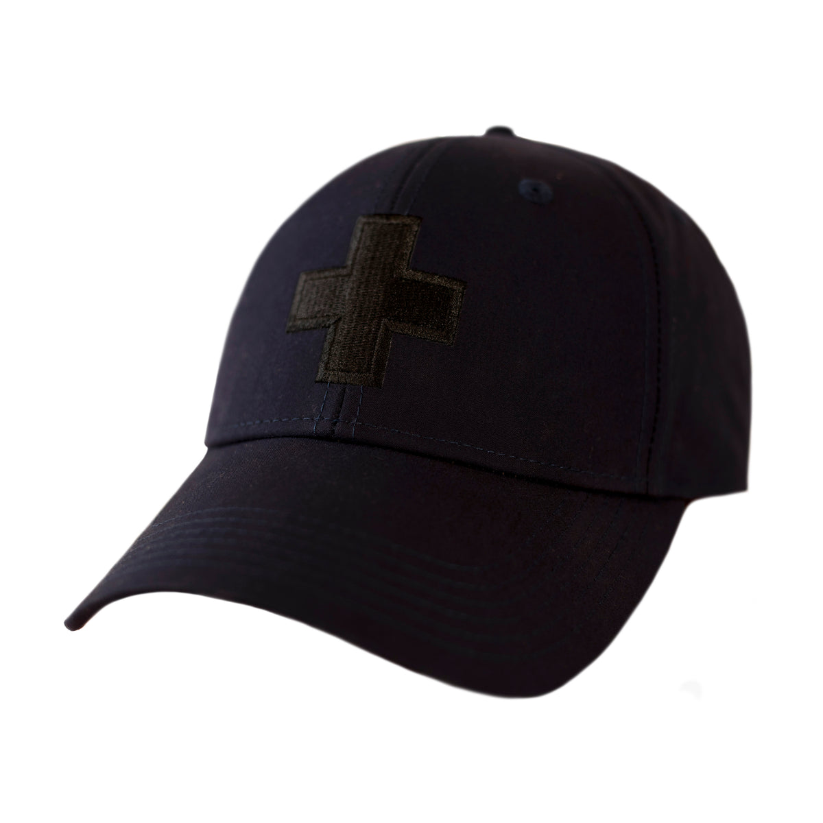 Men&#39;s Water Resistant Ventile Cotton Ball Cap By Fisher and Baker Navy + Embroidered Logo