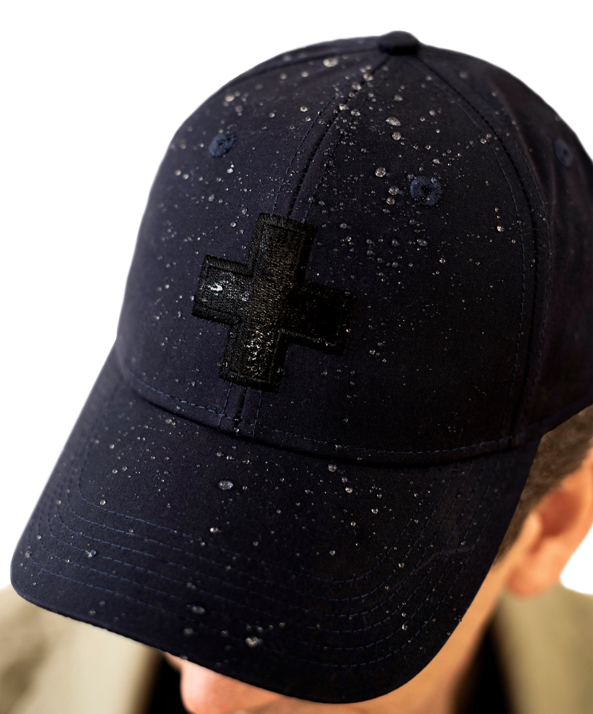 Men&#39;s Water Resistant Ventile Cotton Ball Cap By Fisher and Baker Navy Water Beading