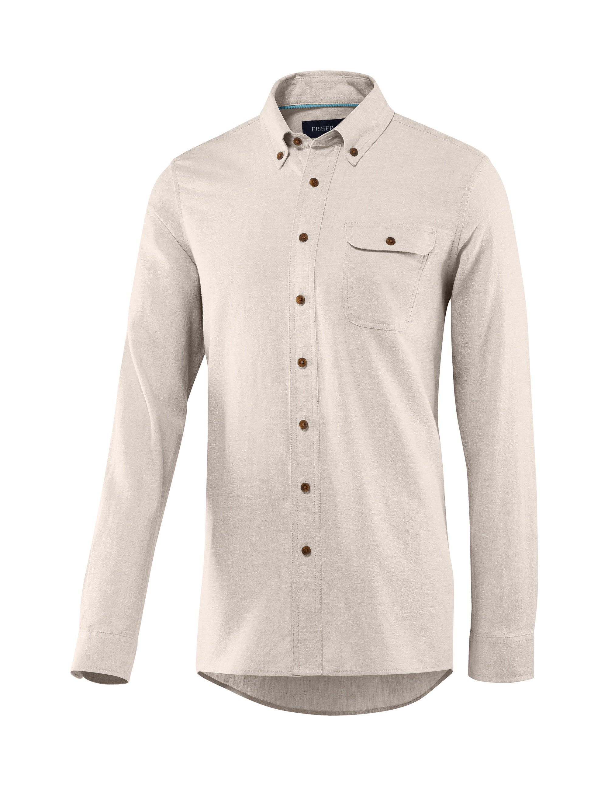 Men's Bastille Long Sleeve Button Down Hemp and Organic Cotton Shirt by Fisher + Baker Rose