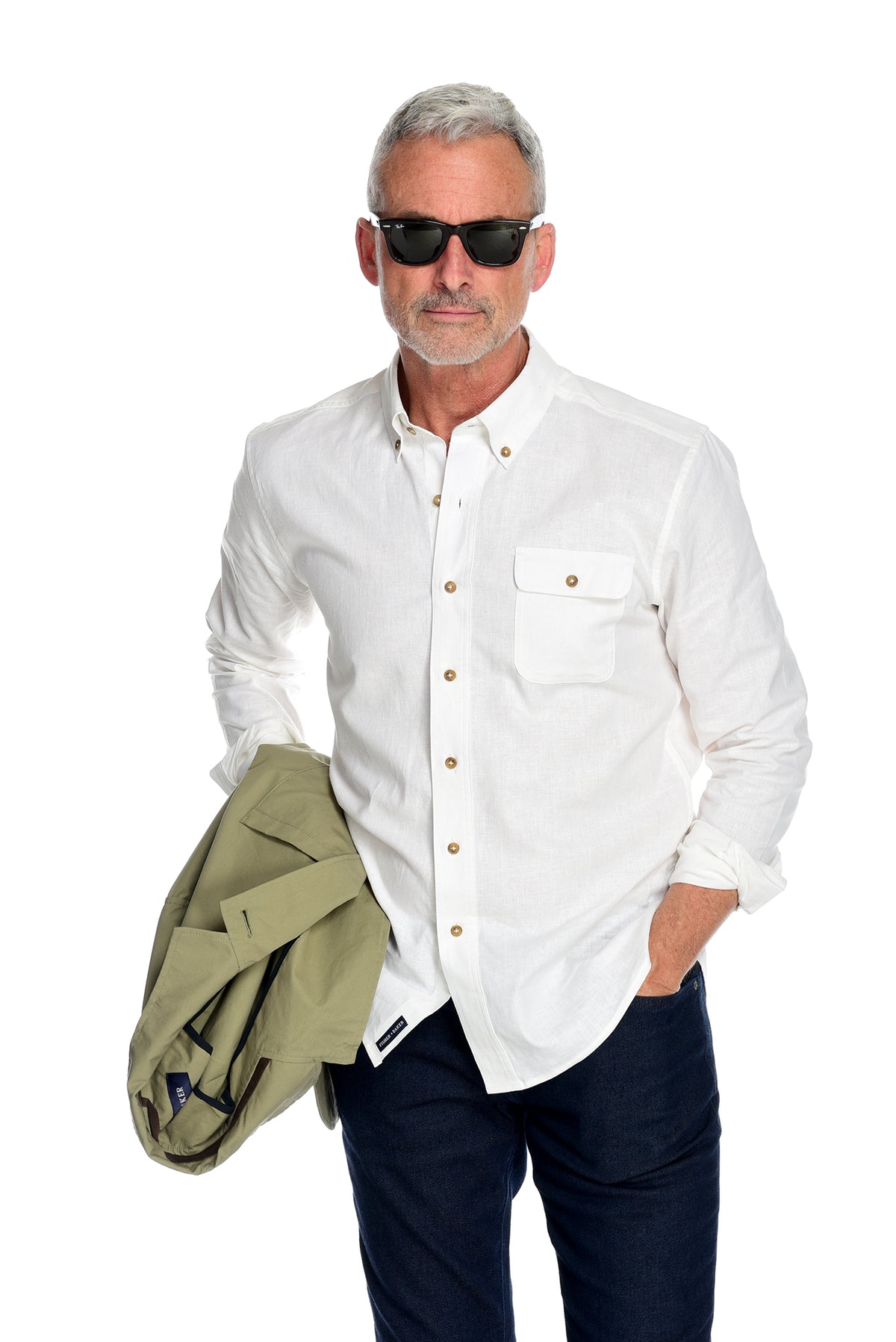 Men&#39;s Long Sleeve Button Down Shirt the Bastille Shirt by Fisher + Baker White Styled