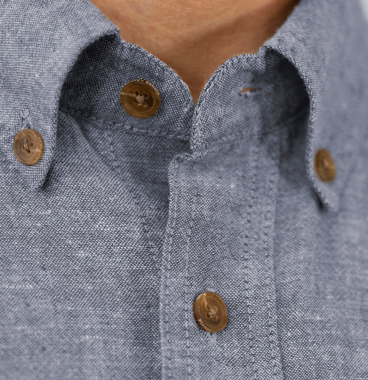 Men&#39;s Bastille Long Sleeve Button Down Hemp and Organic Cotton Shirt by Fisher + Baker Insignia Button Down Collar