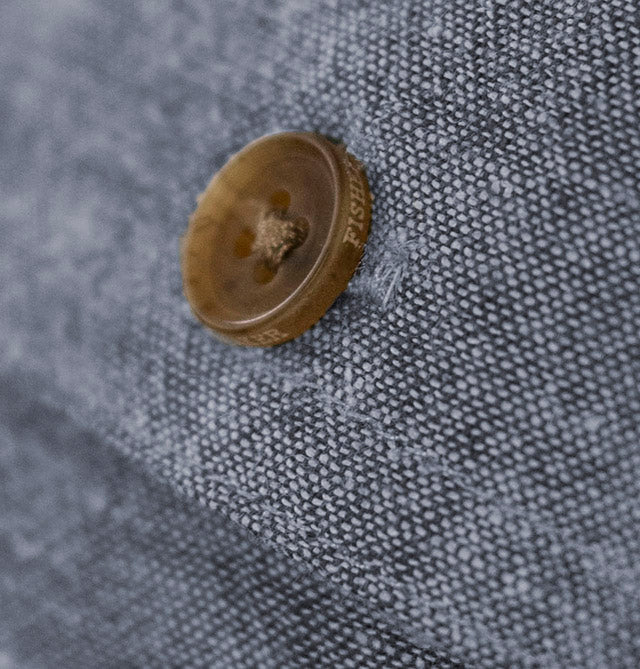 Men&#39;s Long Sleeve Button Down Shirt the Bastille Shirt by Fisher + Baker With a Traceable Horn Buttons Button Flap Pocket