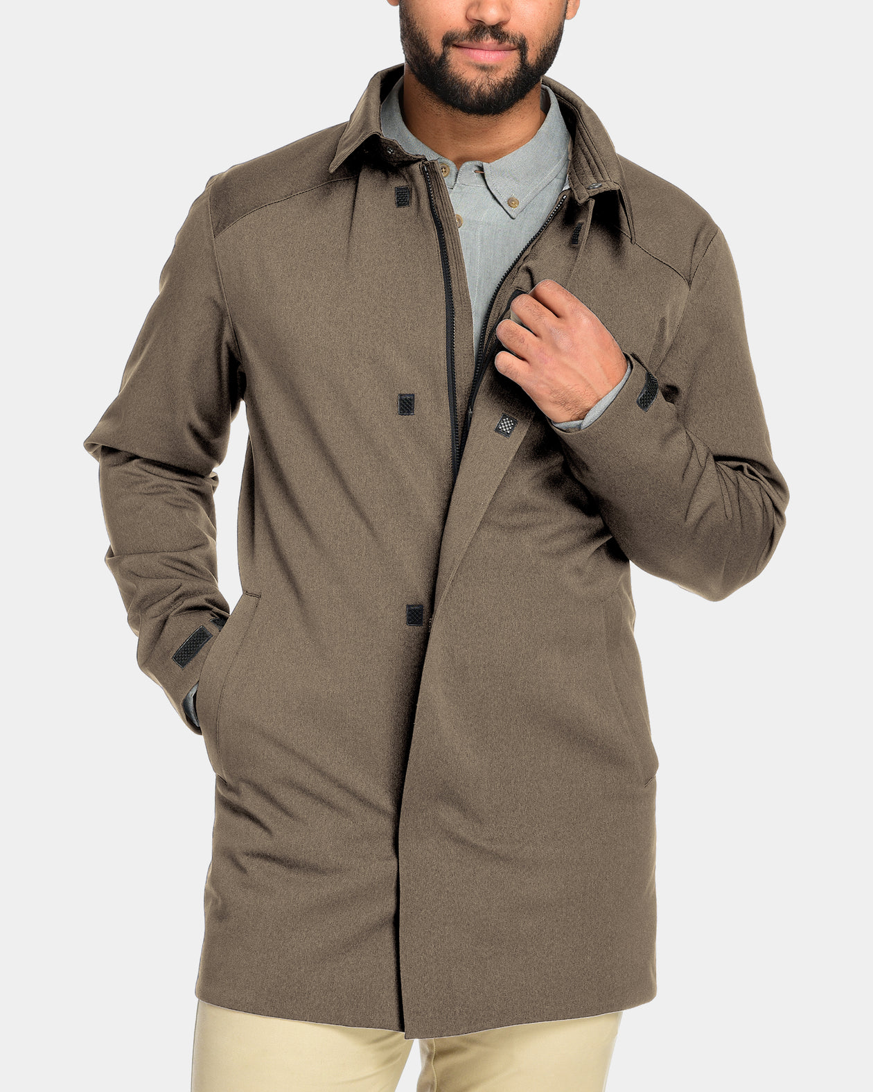 【限定値下】Stone  Jacquard Trenchjacket chelseatrench_morel_modelfront