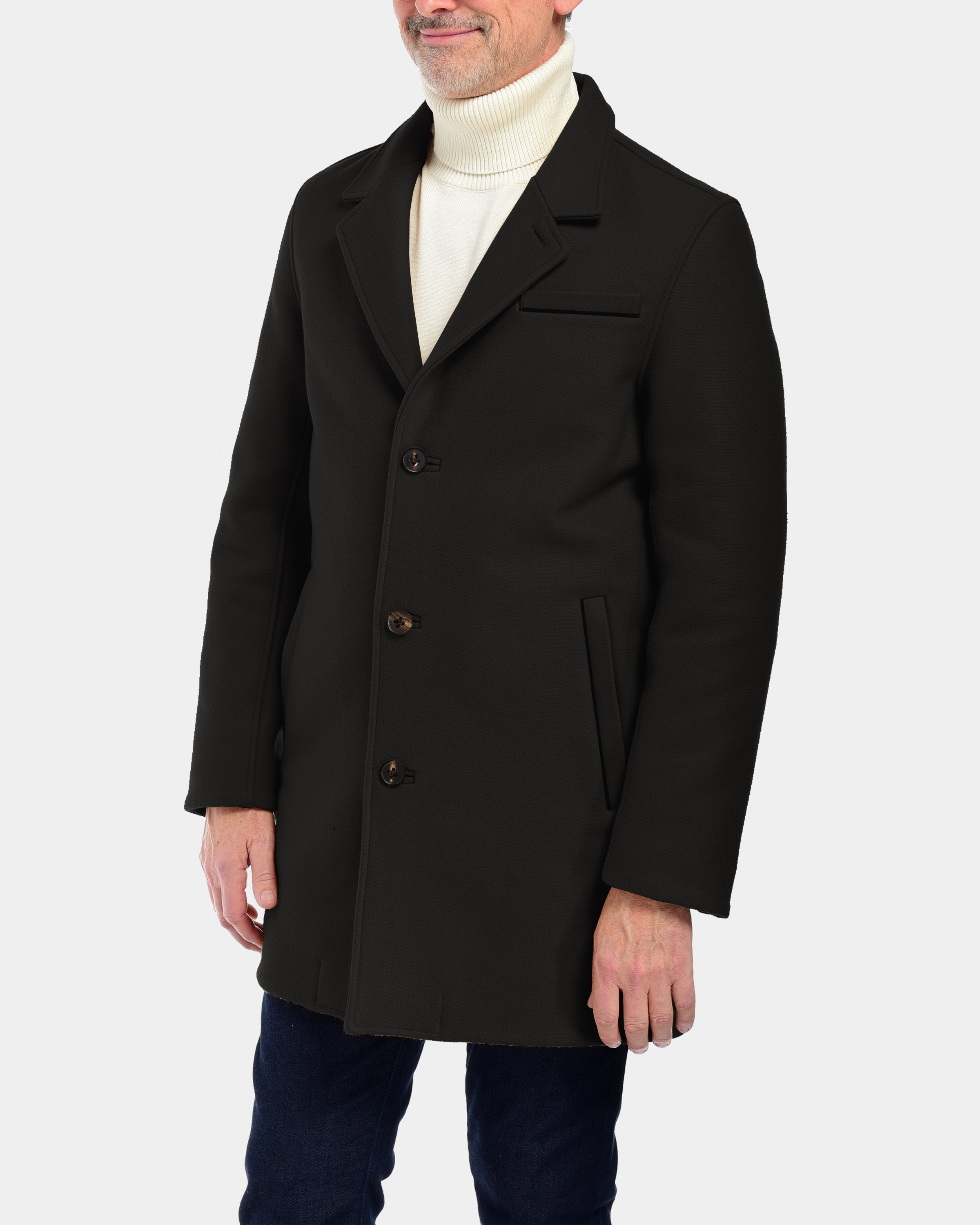 Fisher + Baker Hudson Topcoat Large Black Is Made from Wool and Nylon Blend